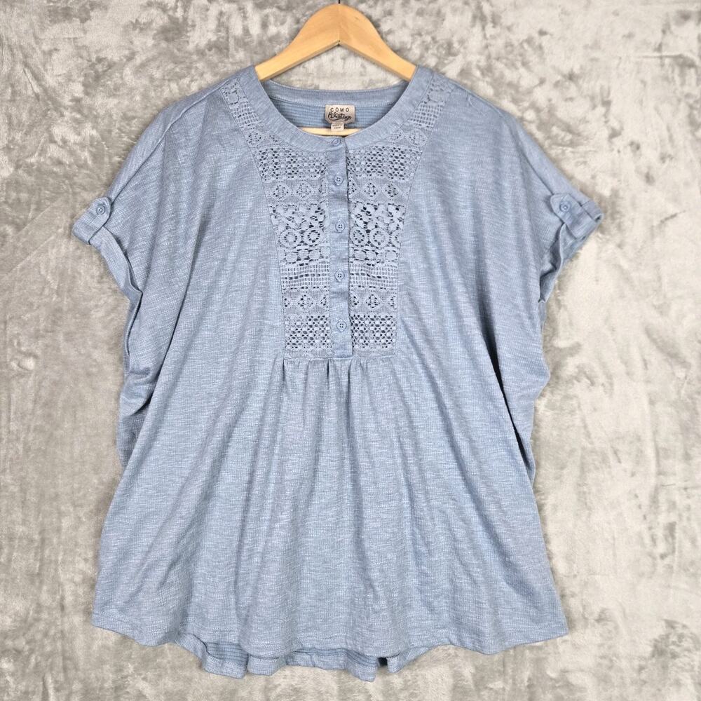 Como Vintage Top Crochet Lace Layered Peasant Boho Hippie Prairie Womens 2x